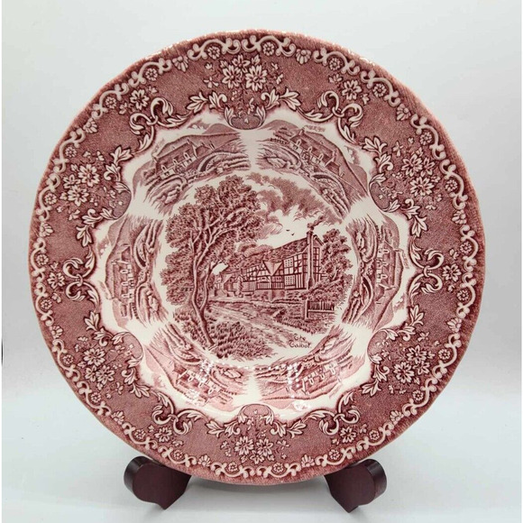 Vintage Grindley Staffordshire Set of 5 Soup Bowls 9" English Country Red - Picture 10 of 10